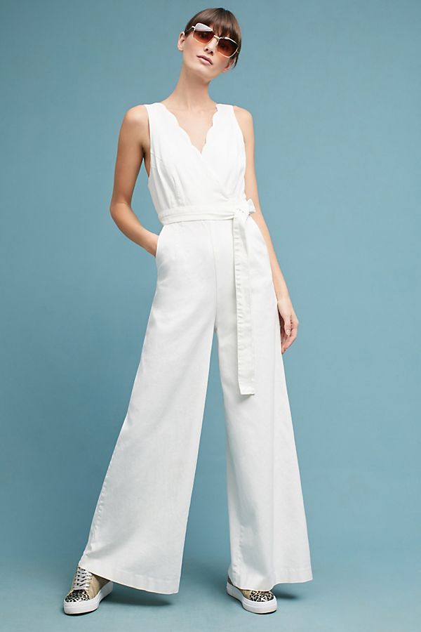Scalloped Chino Jumpsuit | Anthropologie (US)