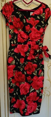 THE PRETTY DRESS COMPANY BLACK/RED ROSE WIGGLE DRESS SIZE 8  | eBay | eBay UK