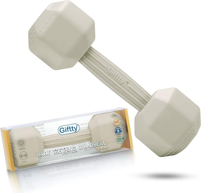Giftty Baby Dumbbell Toy - Silicone Infant Rattle Teething Toy Teether Toddler Sensory Toy Durabl... | Amazon (US)