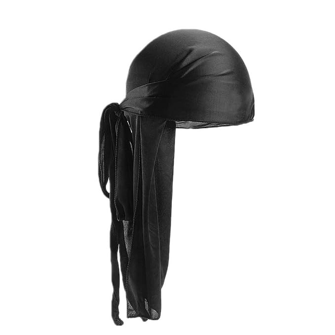 Fxhixiy Men Women Durag Extra Long-Tail Headwraps Silky Satin Pirate Cap Bandana Hat for 360 Wave... | Amazon (US)