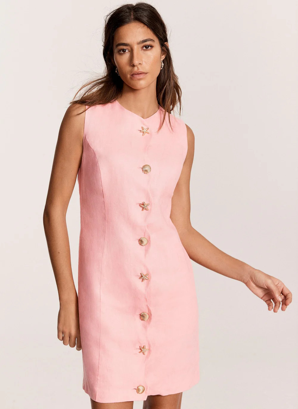 Black Linen Starfish Mini Dress | Mint Velvet