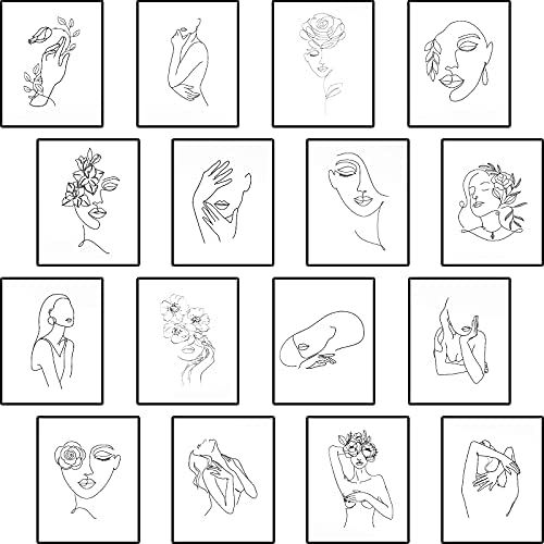 minimalist wall art 16 Pieces 8 x 10 Inch Minimalist Line Art Wall Decor Women Body Black and Whi... | Amazon (US)