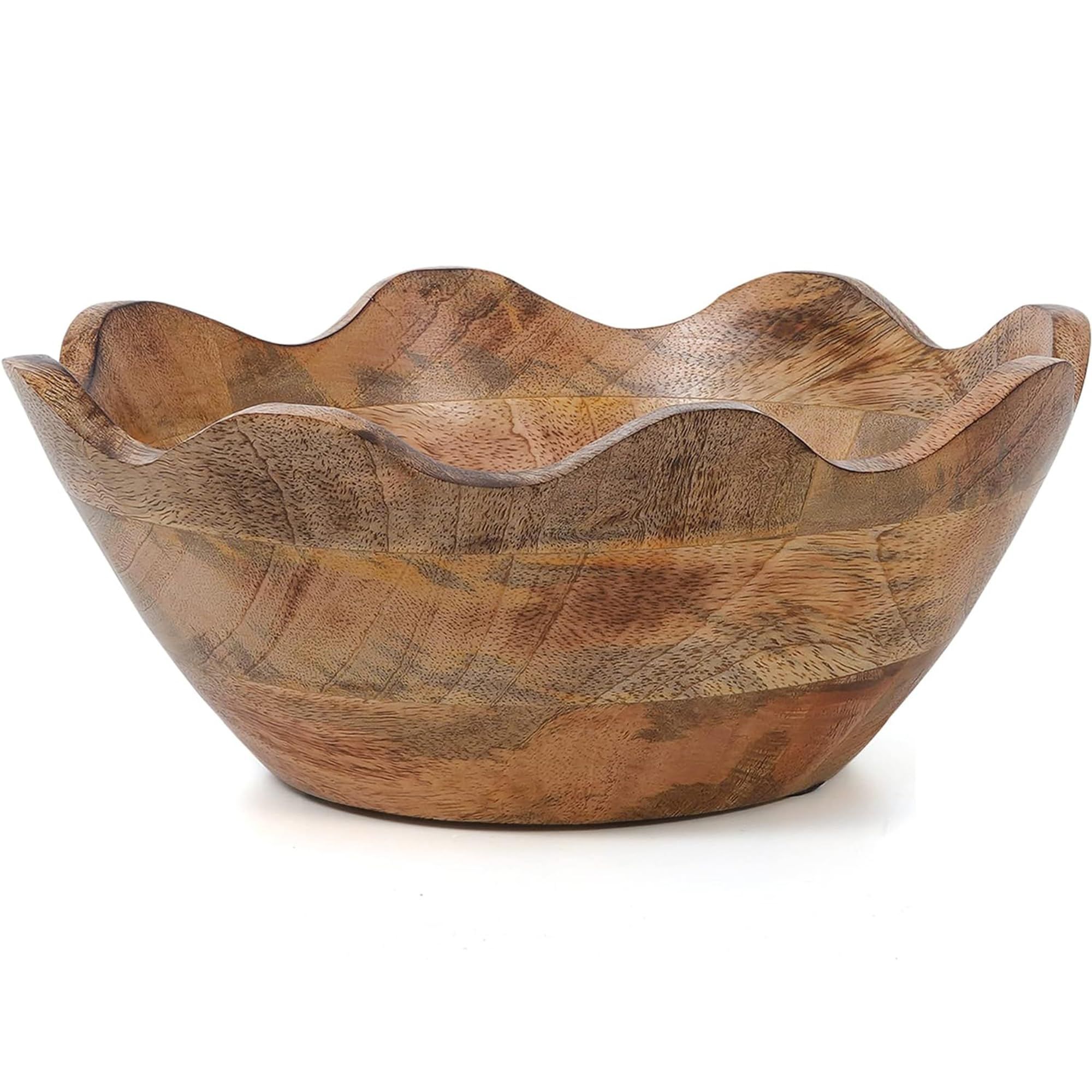 Mela Artisans Wooden Scalloped Bowl - Medium | Ruffle Decorative Style | Rustic Kitchen Decor | M... | Amazon (US)