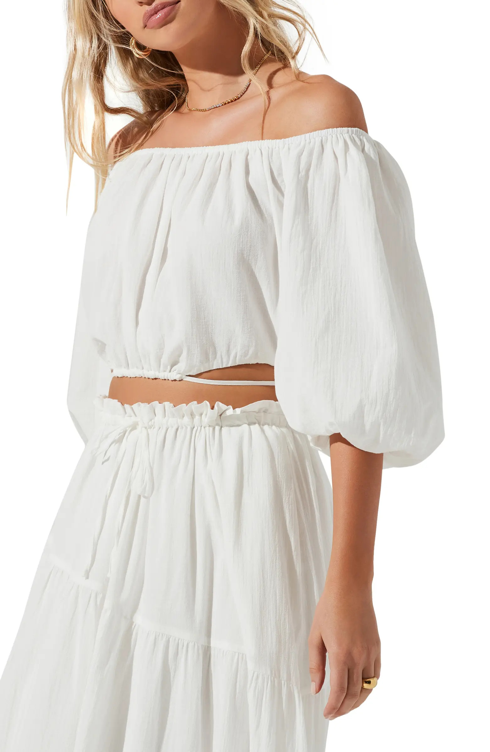Balboa Ruched Puff Sleeve Crop Top | Nordstrom Rack
