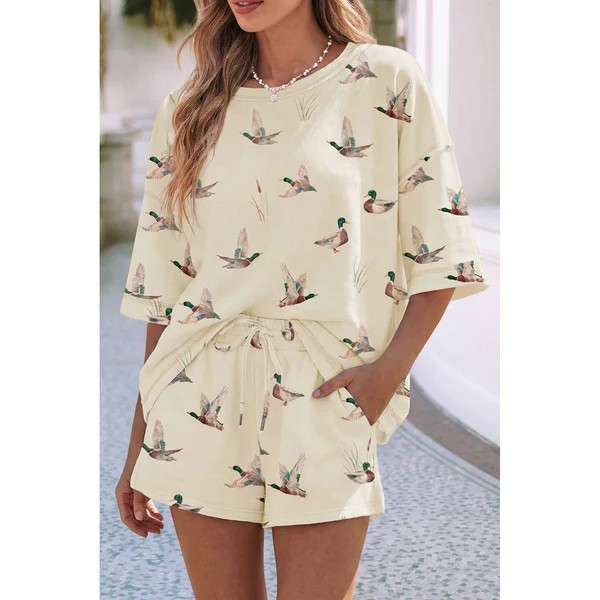 Shift High Waist Mallard Duck Print Short Sleeve Set | Southern Roots Clothing Co.