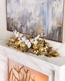 Gold Christmas 46" Mantlepiece | Horchow