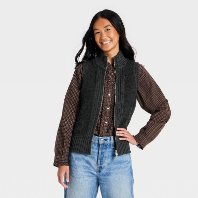 Women's Zip-Up Sweater Vest - Universal Thread™ Cream 1X | Target