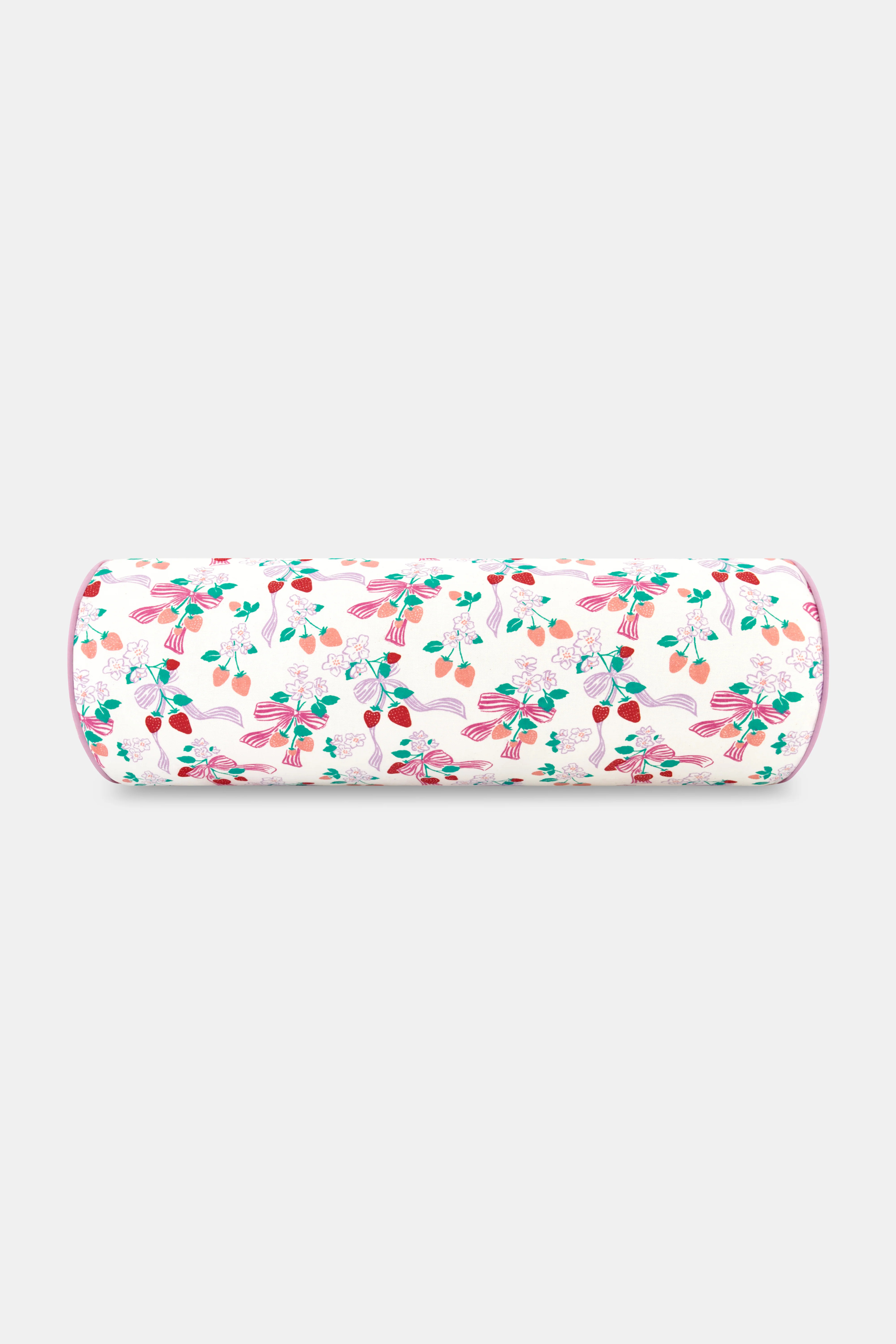 Strawberry Bows Bolster Pillow | Roller Rabbit