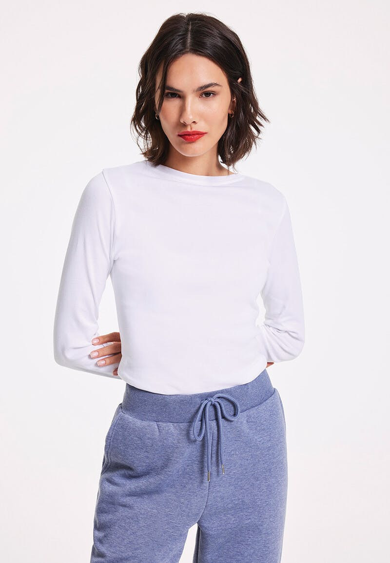 Womens White Crew Neck Top | Peacocks