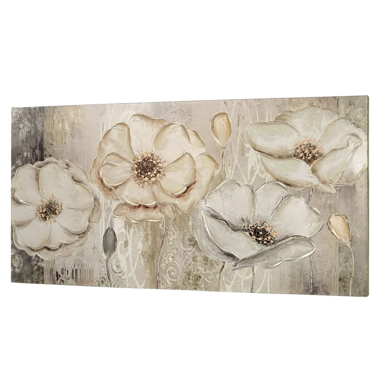 Floral Elegance Canvas Wall Art Beige | Walmart (US)