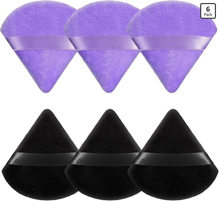 Pimoys 6 Pieces Powder Puff Face Soft Triangle for Loose and Body Powder, Velour Makeup Blender S... | Amazon (US)
