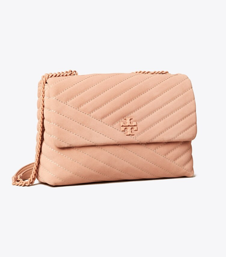 Kira Chevron Suede Powder-Coated Convertible Shoulder Bag | Tory Burch (US)