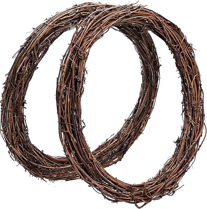 Byher Grapevine Wreath, 2 PCS 12 Inch Natural Vine Wreath for Crafts (Wreath Frame) | Amazon (US)