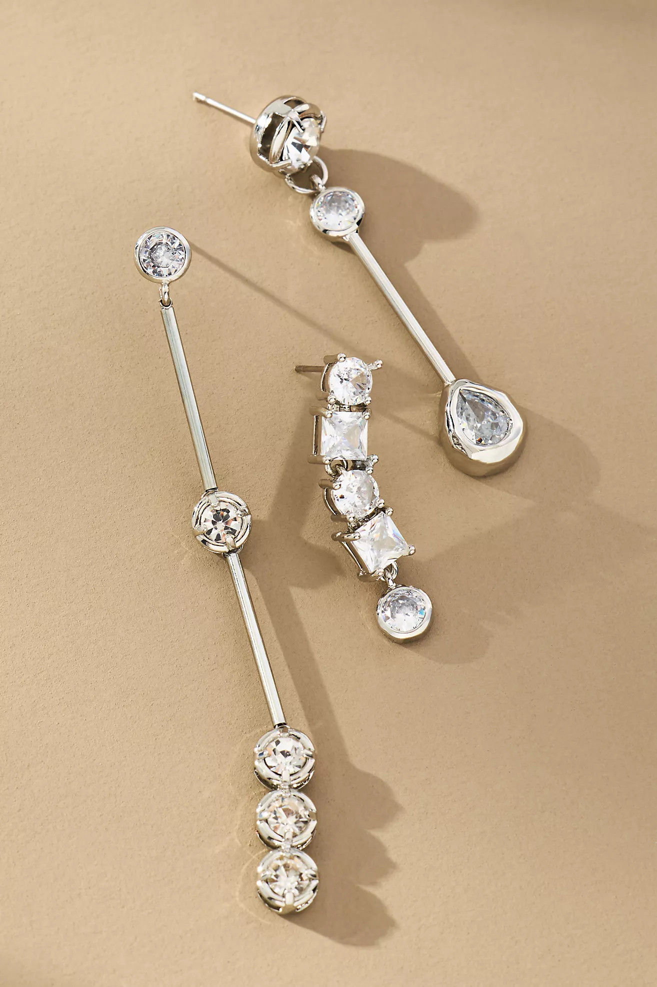 Long Crystal Drop Earrings, Set of 3 | Anthropologie (US)