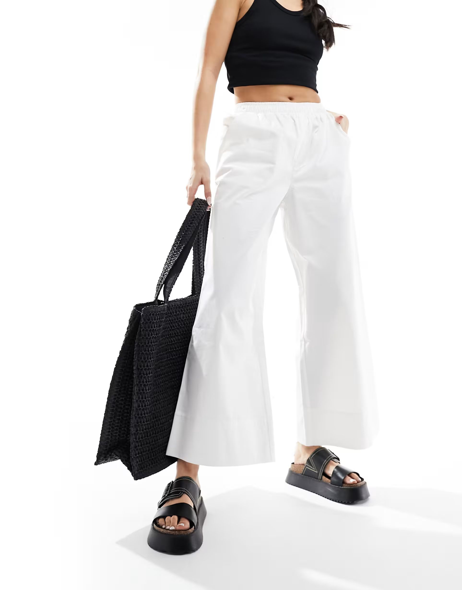 ASOS DESIGN pull on culotte in white | ASOS (Global)