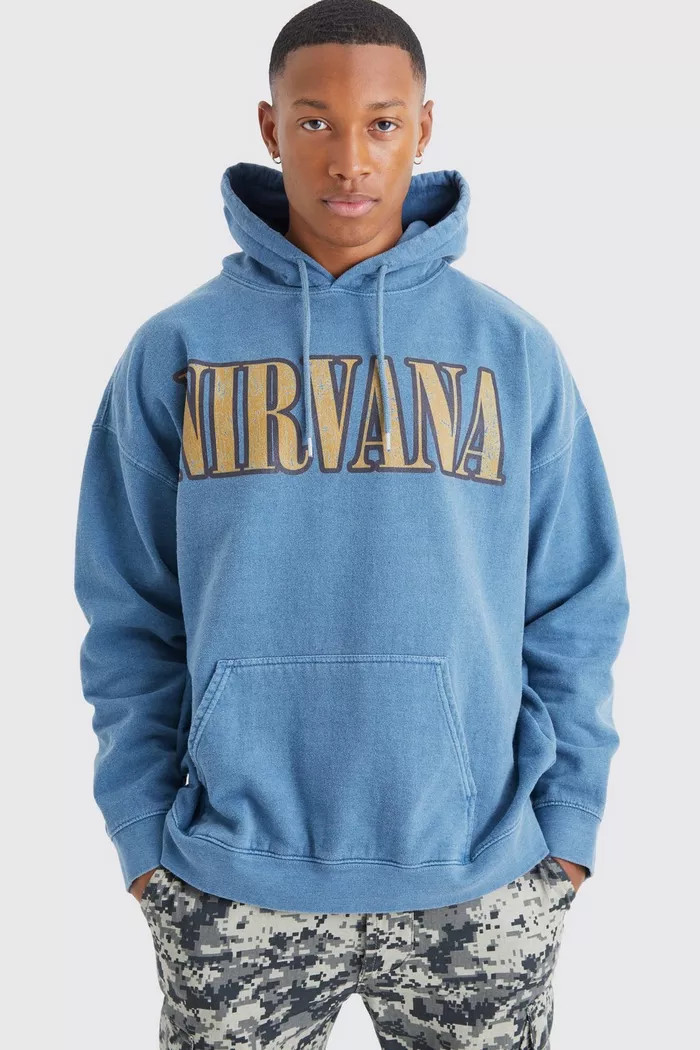 Oversized Nirvana Wash License Hoodie | boohoo (US & Canada)