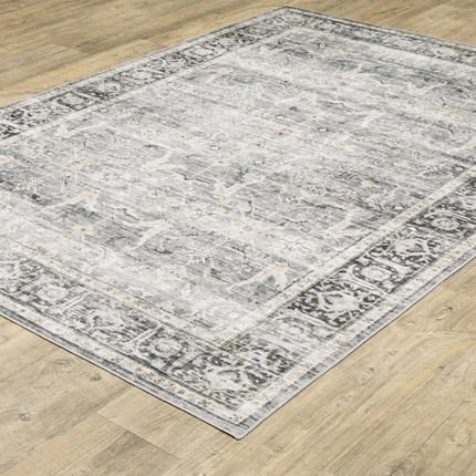 Strouth Machine Washable Performance Charcoal-Gray/Ivory Rug Mat