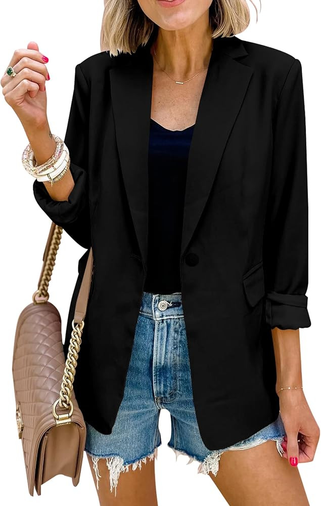 PRETTYGARDEN Women's Casual Blazers Long Sleeve Open Front Button Work Office Blazer Jackets with... | Amazon (US)