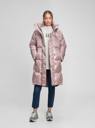 100% Recycled Polyester Heavyweight Midi Puffer Coat | Gap (CA)