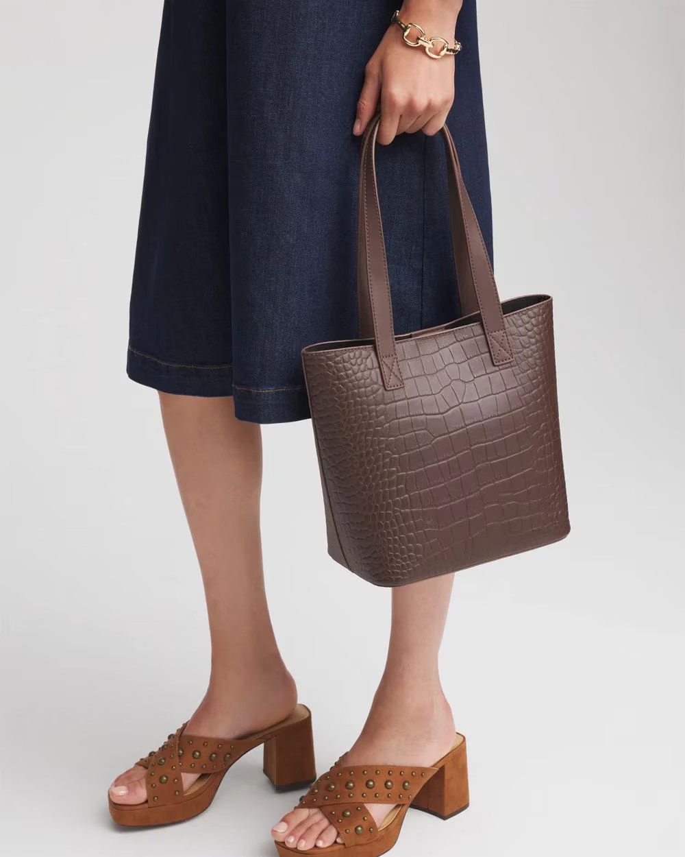 Crocodile Motif Leather Tote Bag | Chico's