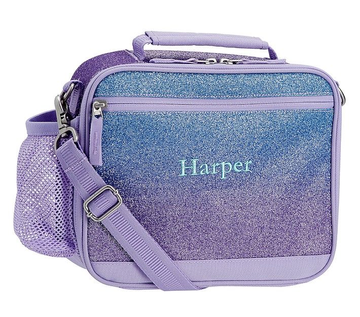 Mackenzie Lavender/Aqua Ombre Sparkle Glitter Lunch Boxes | Pottery Barn Kids