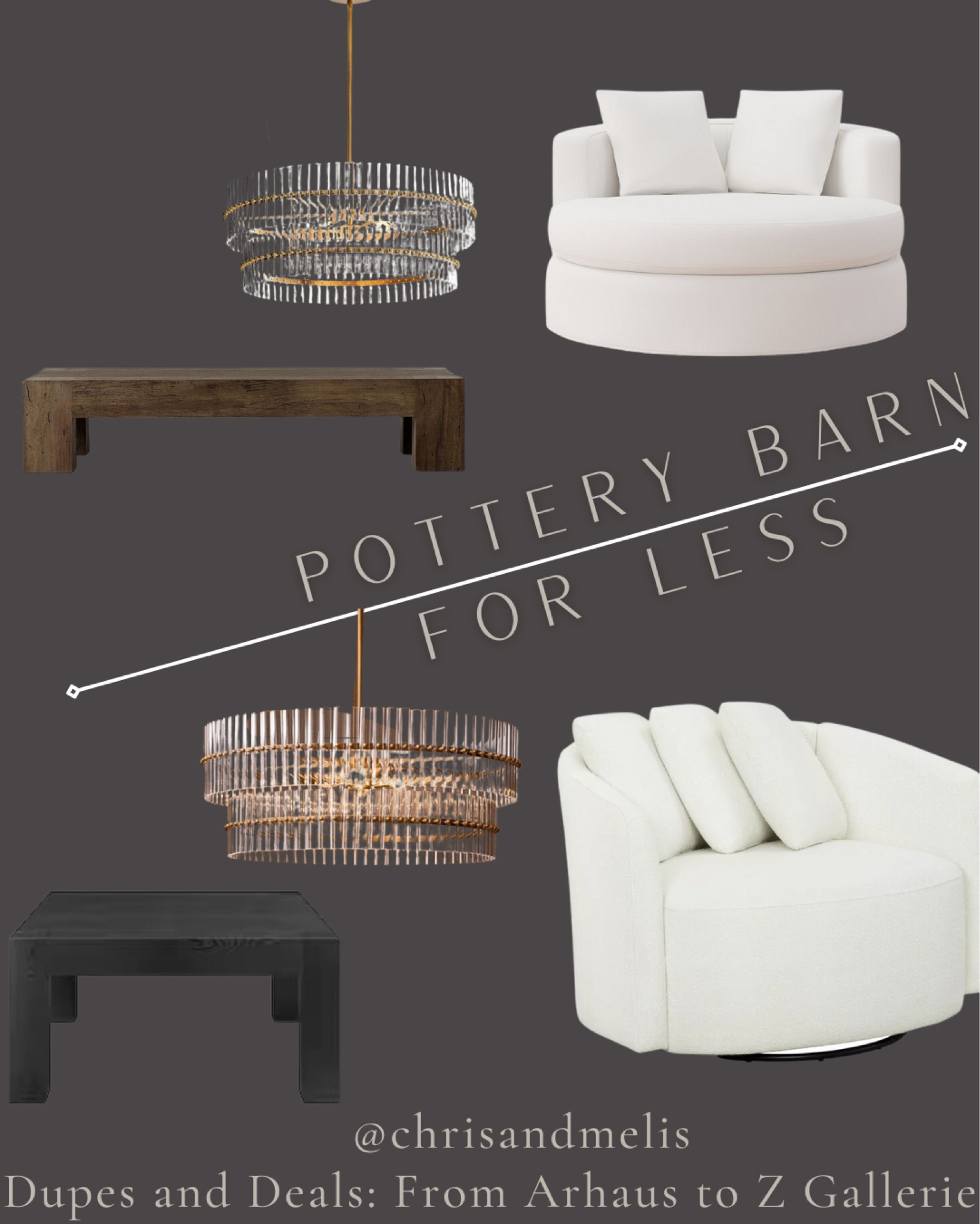 Recreate this Pottery Barn living room using dupes!
The dupe for the Mallory crystal chandelier is SPOT on!

Crystal chandelier, living room light fixture, dining room light fixture, white swivel chair, living room chair, coffee table. 


#LTKhome #LTKsalealert