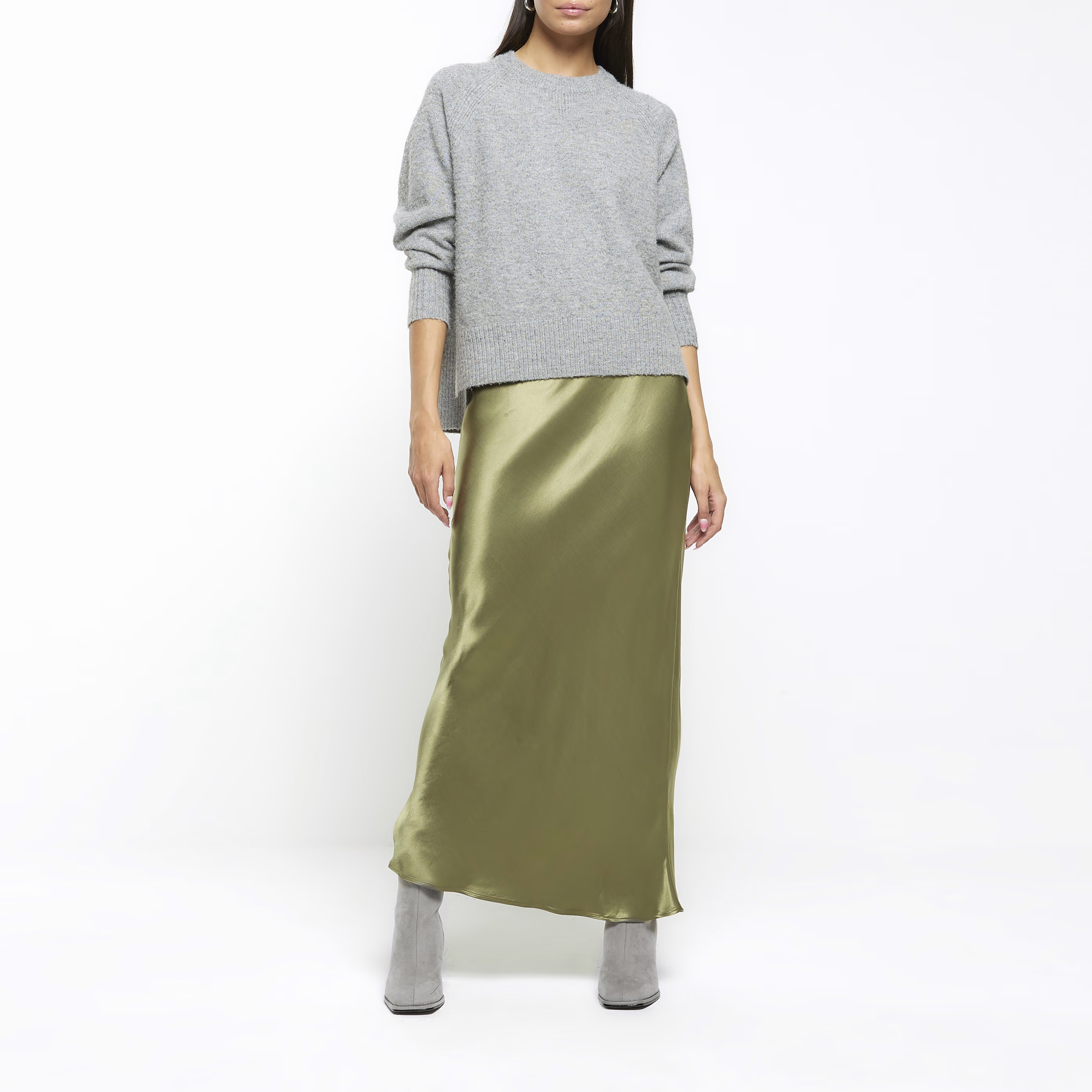 River Island Womens Khaki Satin Maxi Skirt | River Island (UK & IE)