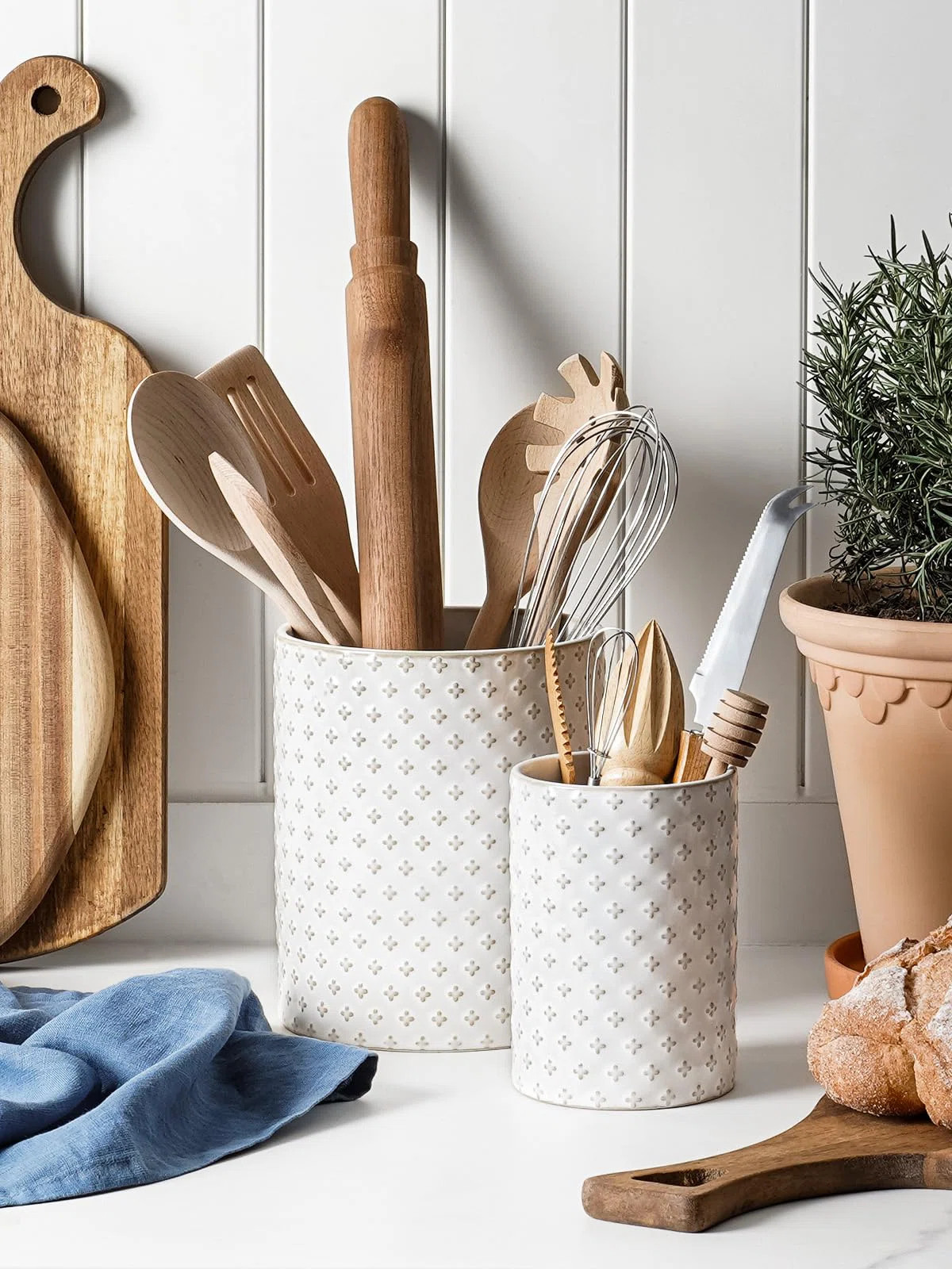 Foundry Select Utensil Holder, 7.1"+5.4" Ceramic Kitchen Utensil Holder For Counter Top, Set Of 2... | Wayfair North America