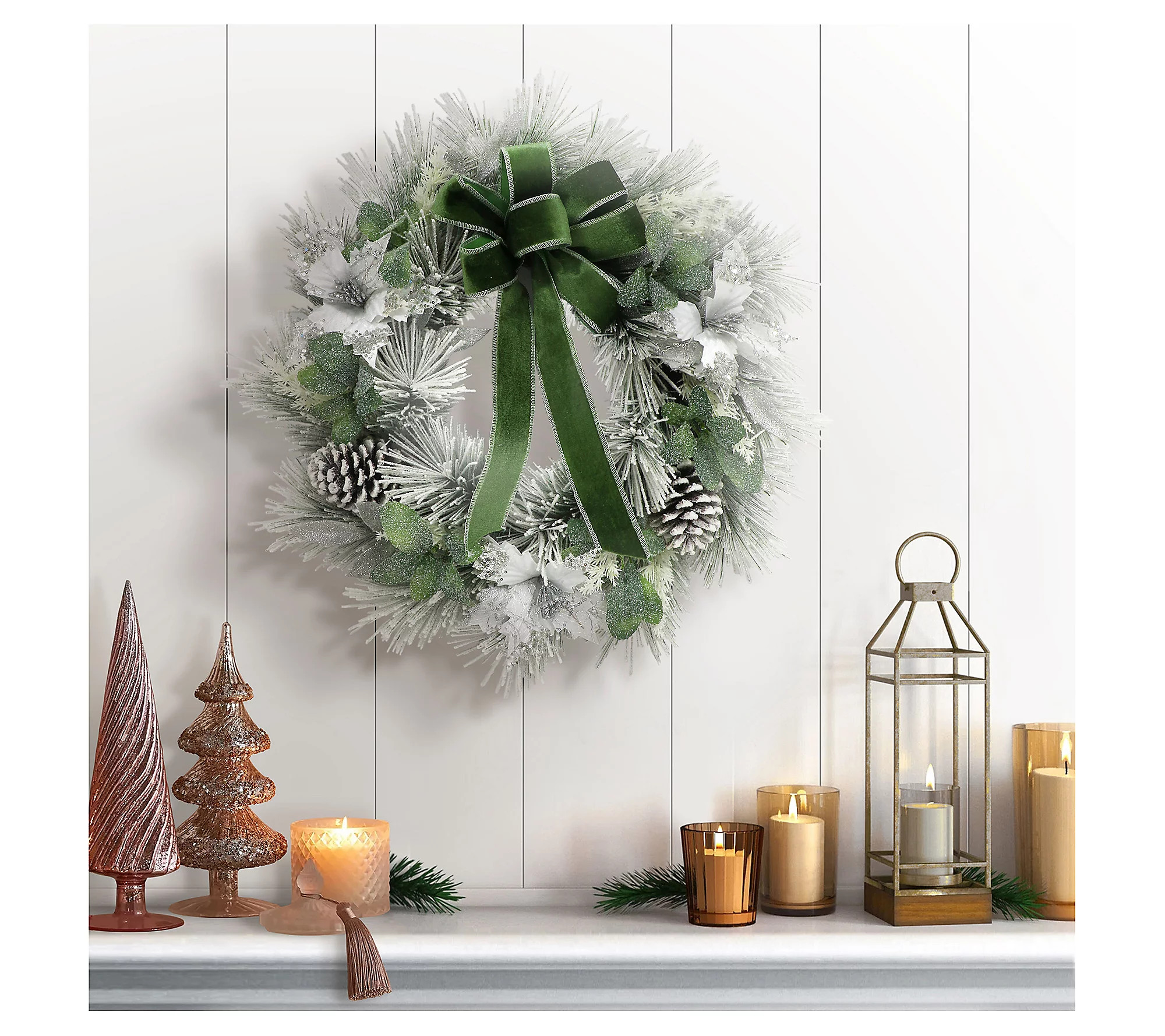 Puleo International 24 in. Flocked Christmas Wreath | QVC