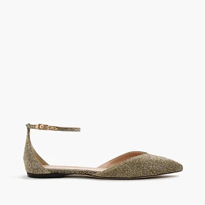 Sadie ankle-strap flats in glitter | J.Crew US