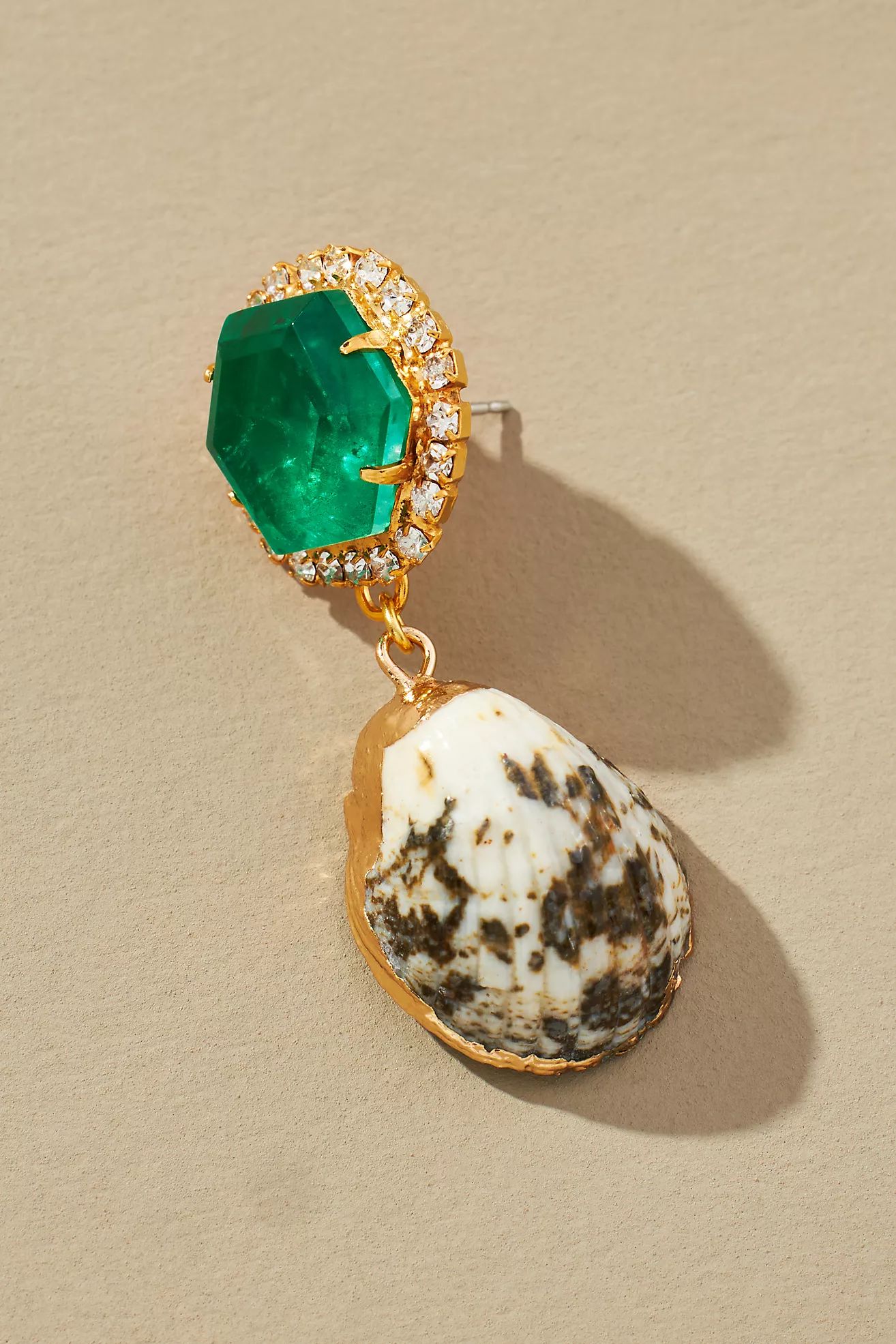 The Pink Reef Emerald Shell Drop Earrings | Anthropologie (US)