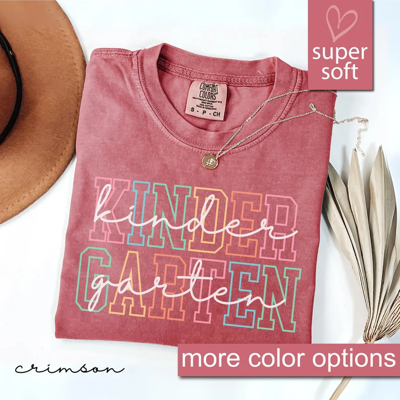 Comfort Colors® Kindergarten Teacher Shirt, Kindergarten Tshirt, Elementary School, Teaching Tee... | Etsy (US)