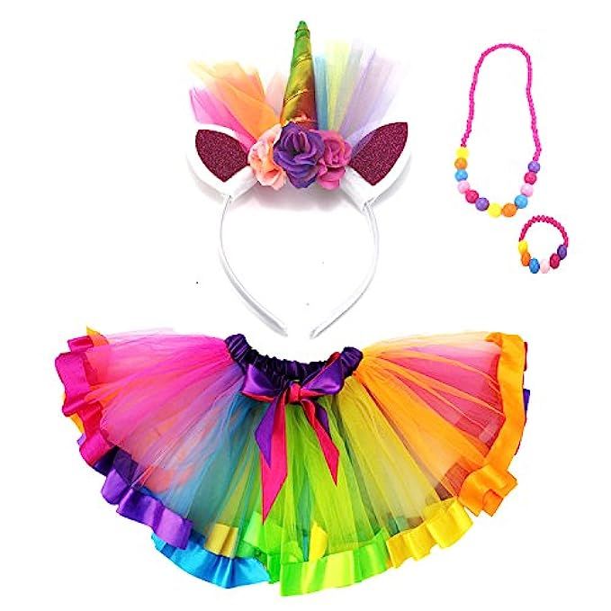 4 PC Girls Fairy Princess Costume Set with Butterfly Wings Tutu Wand Halo | Amazon (US)
