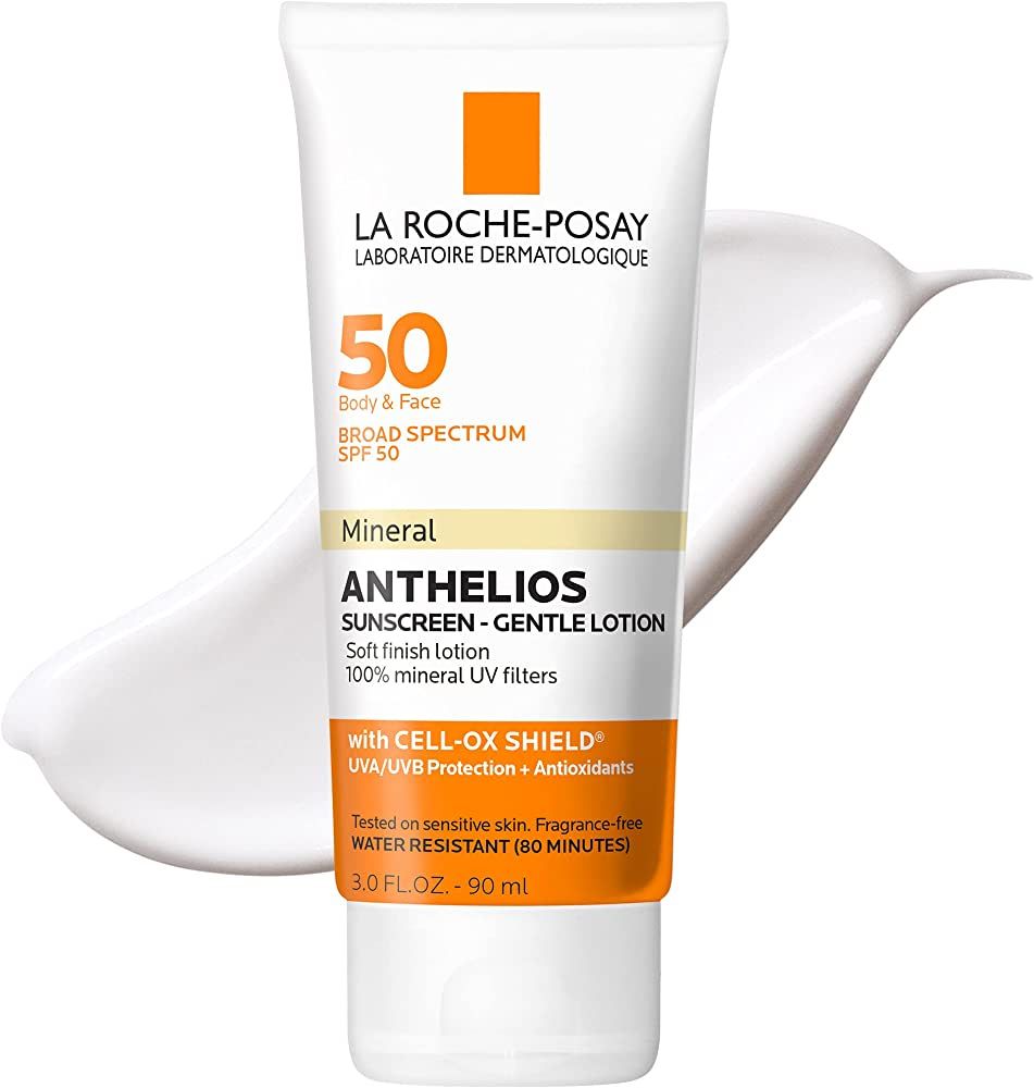 La Roche-Posay Anthelios Mineral Sunscreen Gentle Lotion Broad Spectrum SPF 50, Face and Body Sun... | Amazon (US)