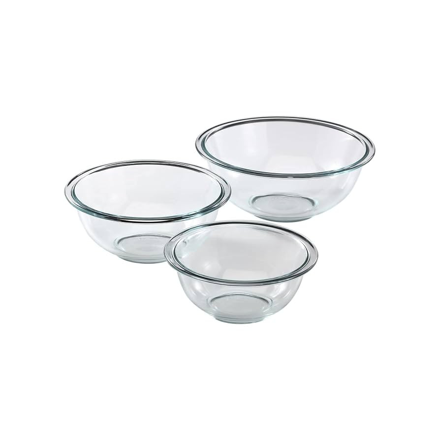 Pyrex Essentials (3-Piece) Glass Mixing Bowls Set For Prepping, Baking and Cooking, Preheated Ove... | Amazon (US)