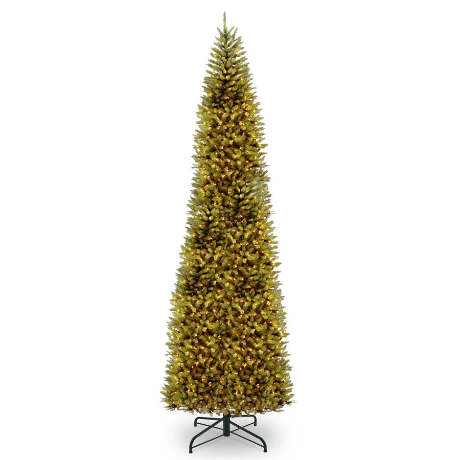 12 ft.Pre-Lit Kingswood Fir White Pencil Slim Tree with Clear Lights, Plug-In | National Tree Company