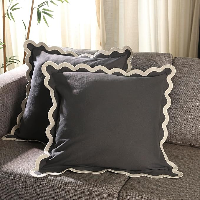Amazon.com: Folkulture Throw Pillow Covers 18x18 Set of 2 | Cotton, Cute Blue Pillow Covers for C... | Amazon (US)