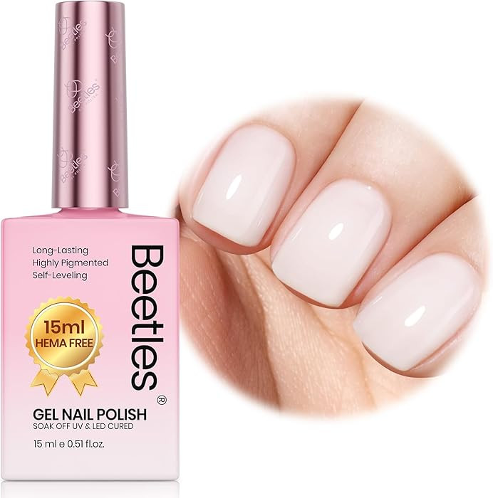 Beetles Milky White Gel Nail Polish - 15ml Hema Free Jelly Natural Nude Gel Polish Nail Concealer... | Amazon (US)