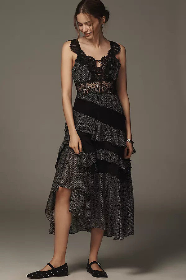 Sleeveless Keyhole Tiered Lace Midi Dress | Anthropologie (US)