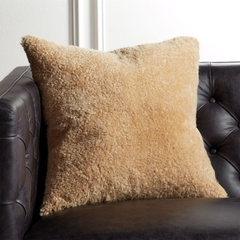 Shorn Light Brown Fur Modern Throw Pillow with Feather-Down Insert 18" + Reviews | CB2 | CB2