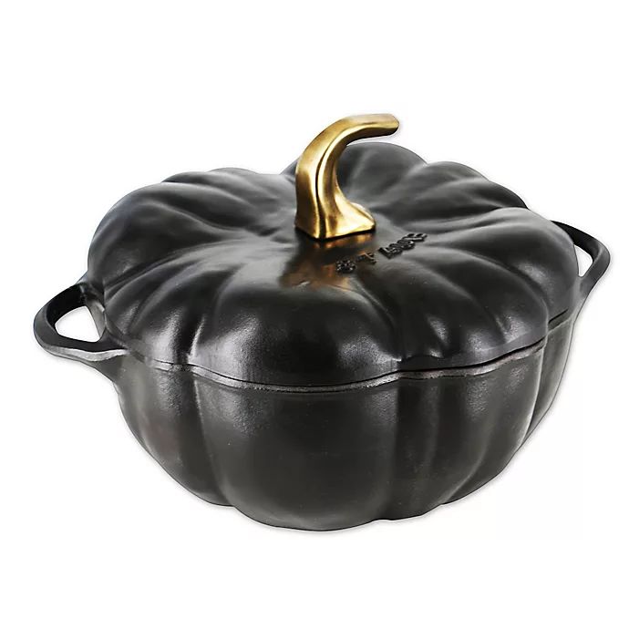 Staub 3.5 qt. Cast Iron Pumpkin Cocotte in Black | Bed Bath & Beyond