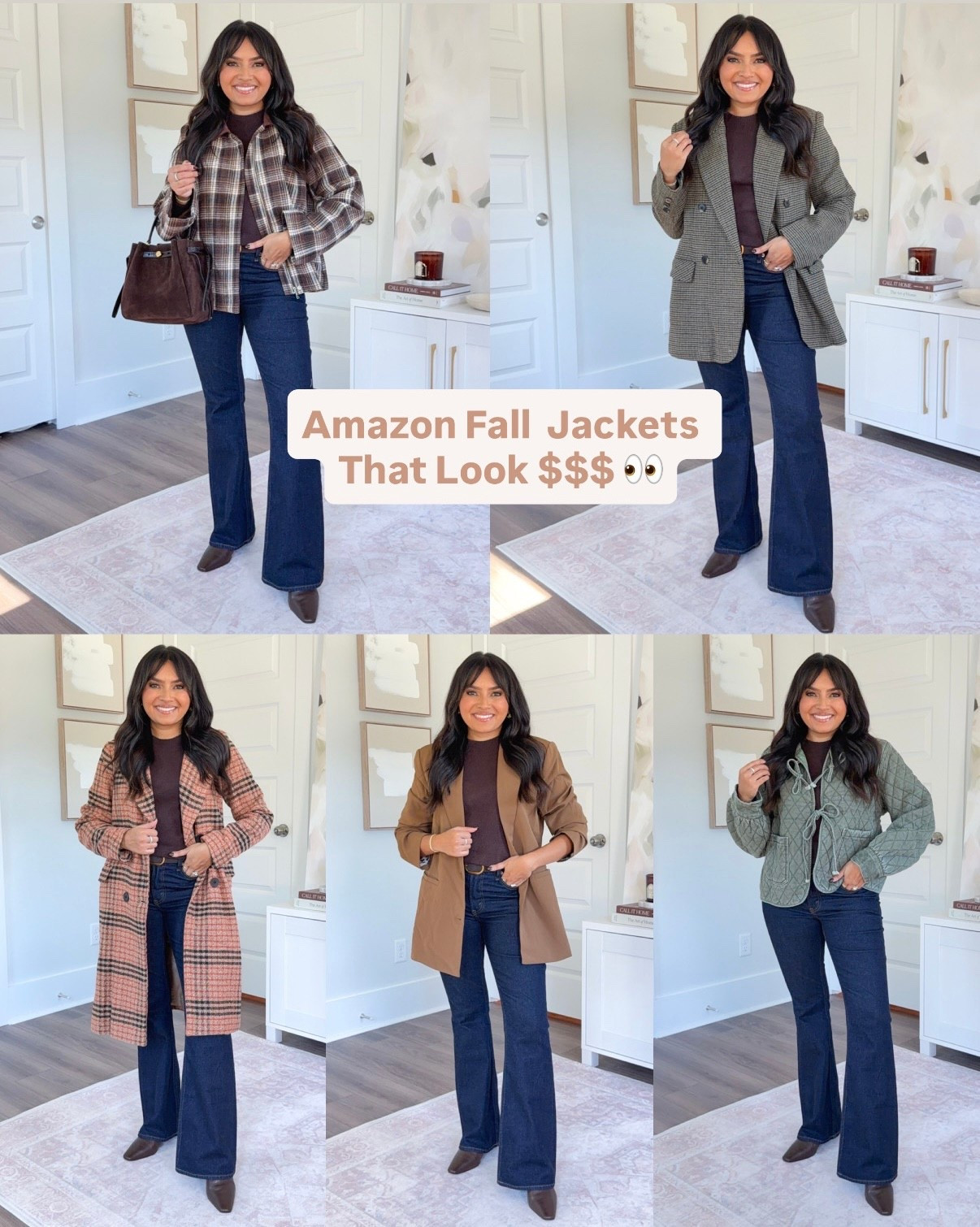 Amazon Fall Jackets That Look $$$ 👀
For reference: I’m 5’0, 32b bra size, and 2/26 in bottoms, pear shaped. 
*Everything I share is unaltered! TTS means true to size.

Brown flannel coffee color barn jacket size small TTS
Dark brown cocoa berry sweater size xxs TTS
Boot cut jeans dark rinse size 26 short TTS
Dark brown kitten heel boots size 5.5 TTS
Dark brown belt size 27”-31”

Green plaid removable hood blazer size small TTS
Dark brown cocoa berry sweater size xxs TTS
Boot cut jeans dark rinse size 26 short TTS
Dark brown kitten heel boots size 5.5 TTS
Dark brown belt size 27”-31”

Orange camel plaid peacoat size xs TTS
Dark brown cocoa berry sweater size xxs TTS
Boot cut jeans dark rinse size 26 short TTS
Dark brown kitten heel boots size 5.5 TTS
Dark brown belt size 27”-31”

Brown blazer size small TTS
Dark brown cocoa berry sweater size xxs TTS
Boot cut jeans dark rinse size 26 short TTS
Dark brown kitten heel boots size 5.5 TTS
Dark brown belt size 27”-31”

Green quilted denim tie front jacket size small TTS
Dark brown cocoa berry sweater size xxs TTS
Boot cut jeans dark rinse size 26 short TTS
Dark brown kitten heel boots size 5.5 TTS
Dark brown belt size 27”-31”

amazon fall jackets
amazon fall fashion
fall outerwear
petite fall jackets
fall outfit ideas
affordable fall fashion
amazon fashion finds
cozy fall jackets
fall capsule wardrobe
petite fall outfits
neutral fall jackets
fall layering pieces
amazon jacket haul
everyday fall style
fall jackets for women
petite friendly pieces
Rachel Miranda Blog
Honeysweetpetite
Honey Sweet Petite


#LTKFindsUnder100 #LTKPetite #LTKStyleTip