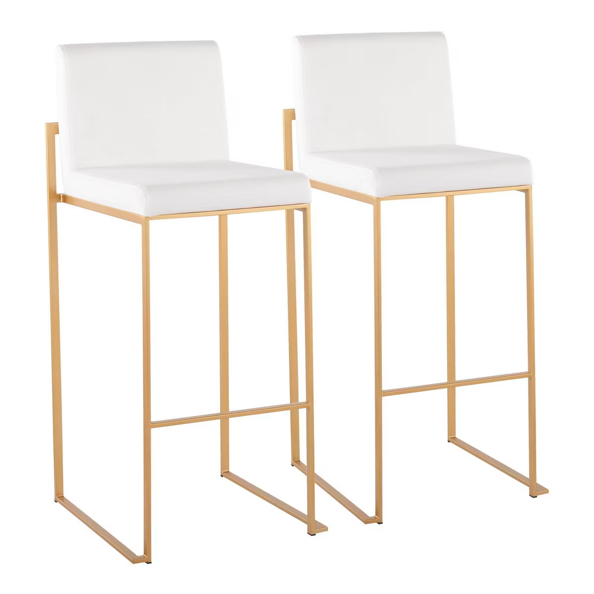 Set of 2 Fuji High Back Stainless Steel/Velvet Barstools with Gold Legs - LumiSource | Target