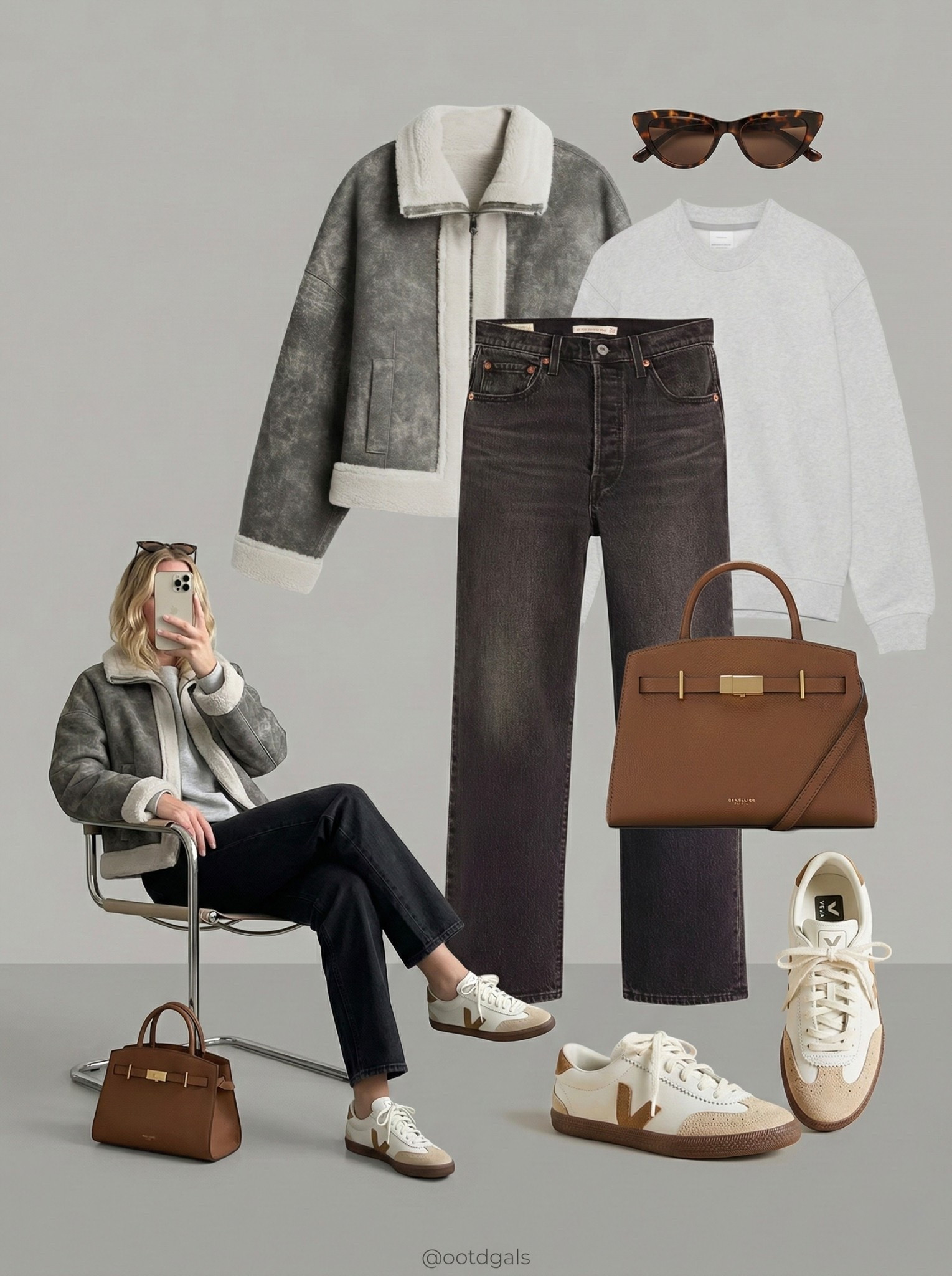 ✨ Soft Neutrals with a Cozy Edge ✨

A relaxed, modern look built around soft neutrals and textured layers. The shearling lined jacket adds instant warmth and dimension, giving the outfit a cozy, lived in feel while still looking polished and intentional.

A light gray sweatshirt keeps the base clean and effortless, perfectly paired with washed black straight leg denim for a subtle contrast that feels easy and wearable. Neutral sneakers add a sporty touch that keeps the look casual, while the structured brown handbag elevates everything with a refined finish. Tortoiseshell sunglasses complete the look with a chic, understated accent.

🤎 Style Notes:
• Shearling lined jacket for warmth and texture
• Light gray sweatshirt for a clean, casual base
• Washed black straight leg jeans for everyday balance
• Neutral sneakers for comfort and a sporty edge
• Structured brown bag to add polish and contrast
• Soft neutrals layered for an effortless, modern feel

Everything linked and ready to shop ✨

#LTKootd #LTKSeasonal #LTKCasual

#LTKootd #LTKgrwm #LTKSeasonal
