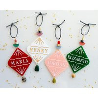 Name Ornament, Personalized Christmas Custom Colorful Holiday Decor, Keepsake Beaded Ornament, Gift | Etsy (US)