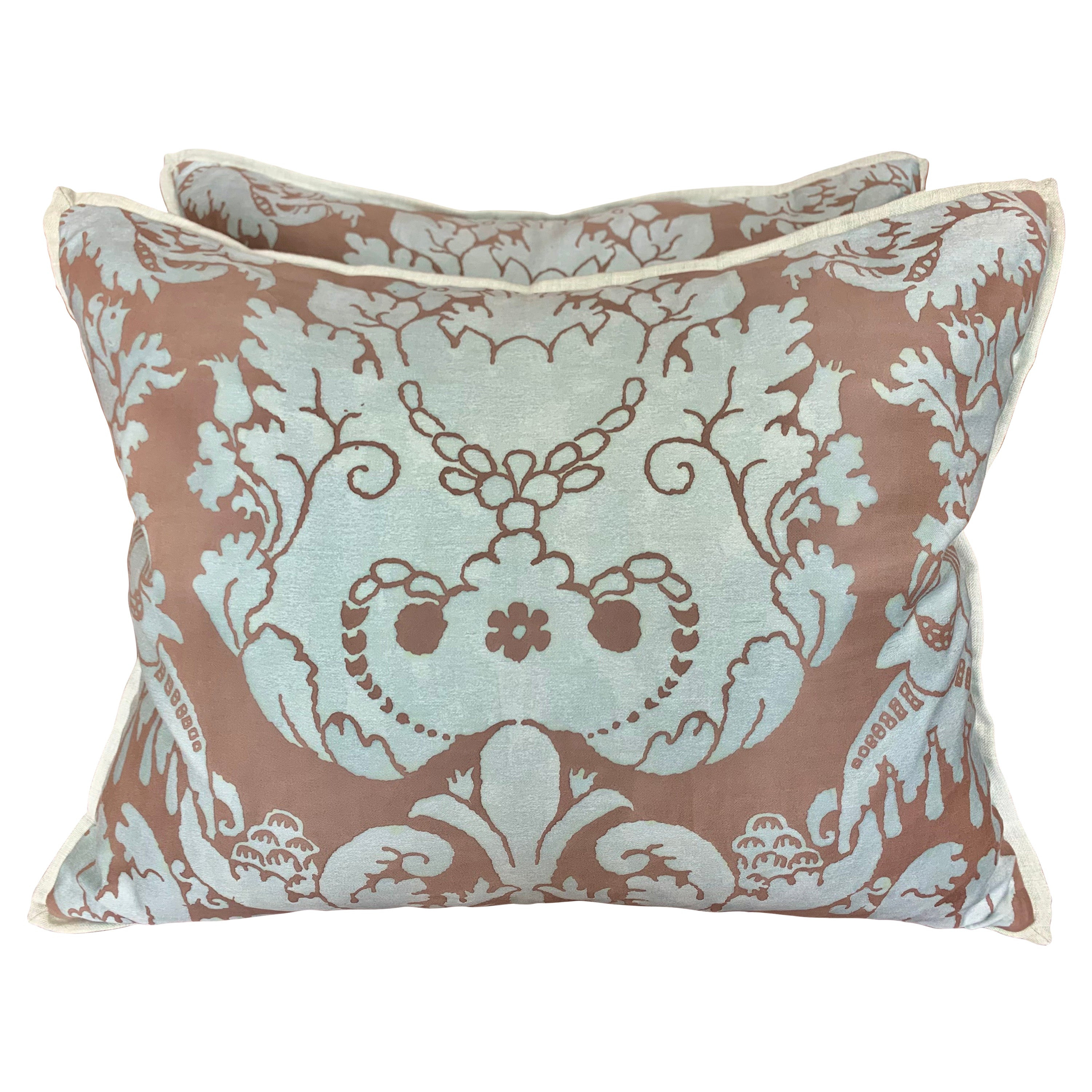 Pair of Custom Authentic Fortuny Textile Pillows | 1stDibs