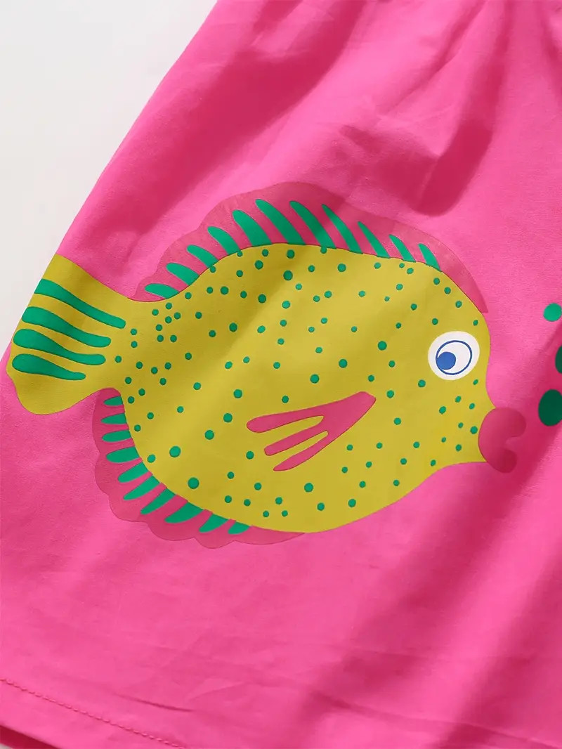 Girls Pure Cotton Cute Fish Graphic Casual Slip Dress Soft - Temu | Temu Affiliate Program