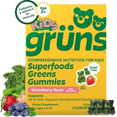 Grüns Kids' Sugar-Free Superfoods Greens Gummies - 180g/12 Servings | Target
