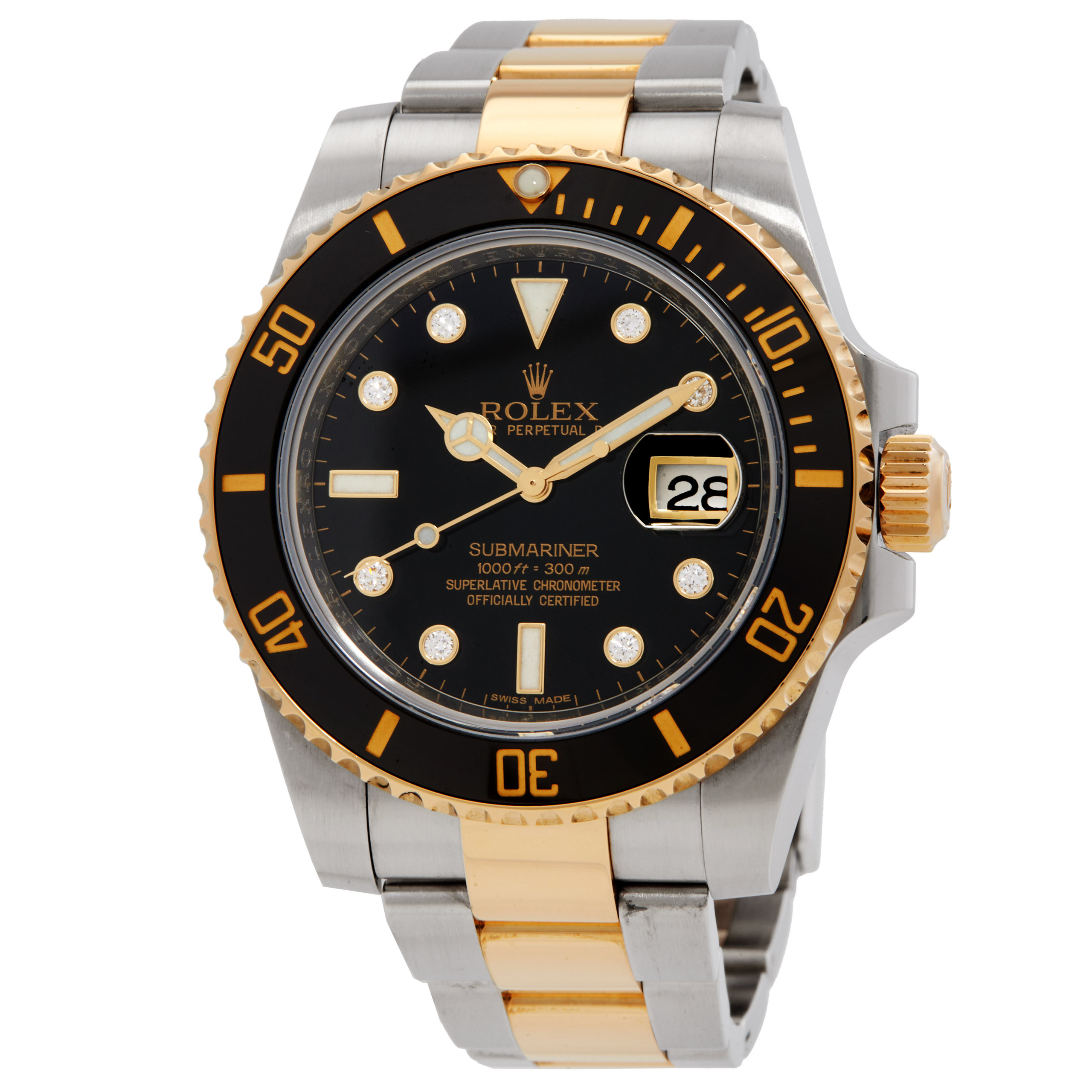 Pre-owned Rolex Submariner Black Dial Stainless Steel and 18K Yellow Gold Bracelet Mens Watch 116613 | Jomashop.com & JomaDeals.com