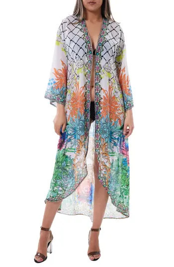 RANEES Mixed Print Chiffon Duster in Green at Nordstrom Rack | Nordstrom Rack